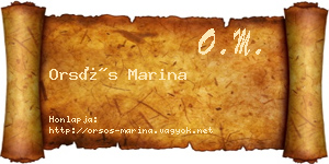 Orsós Marina névjegykártya
